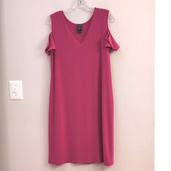 Clara Sun Woo Berry Cold Shoulder Dress Sz M - Picture 1 of 4